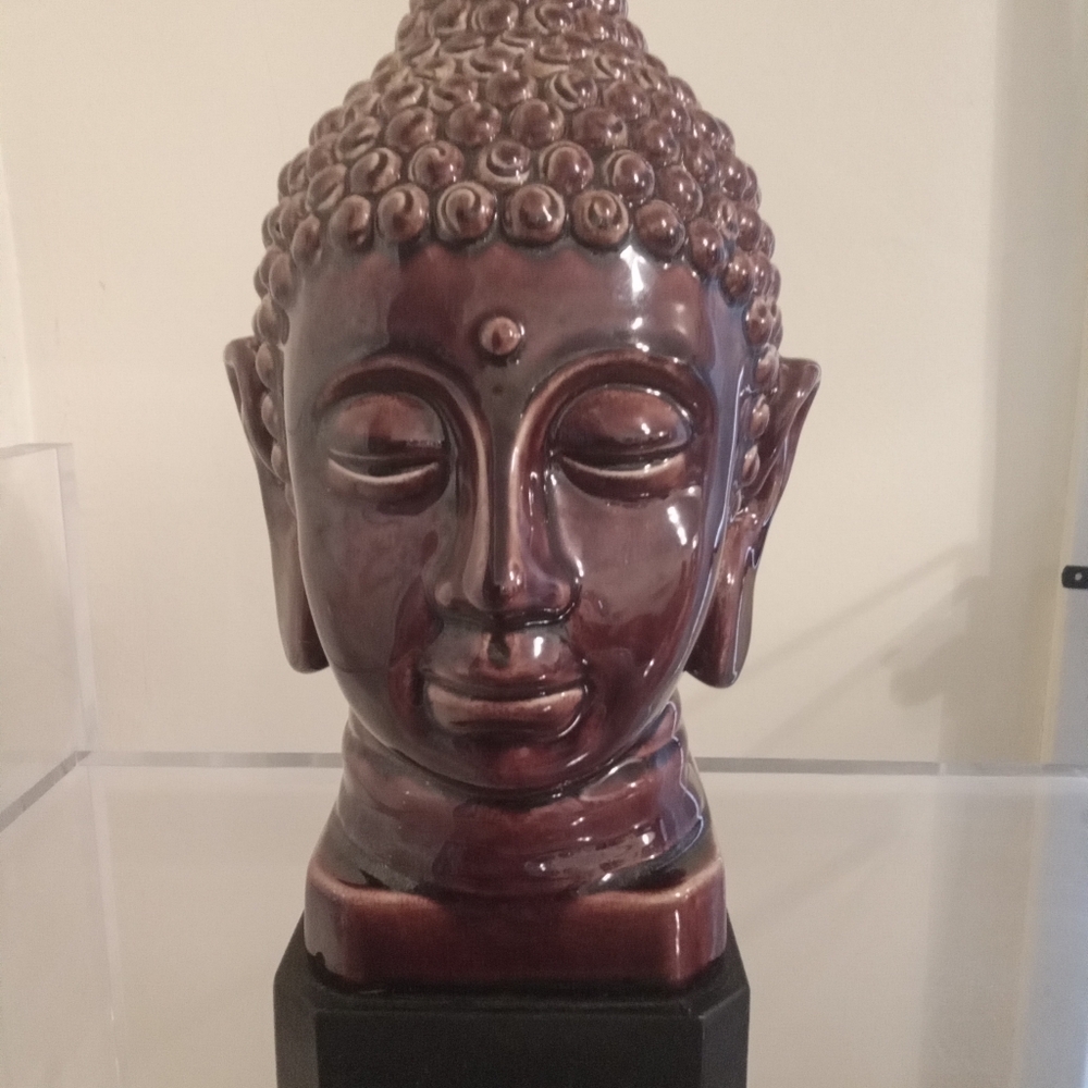 Elegant Brown Buddha Head Sculpture